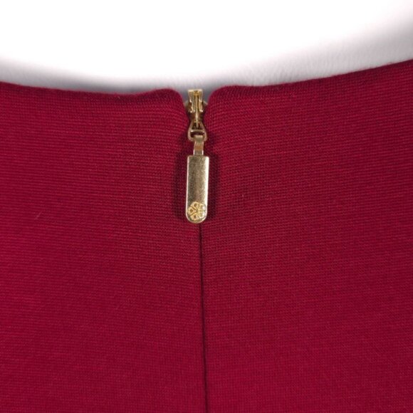 TRINA TURK Mini Dress Peplum Bell Sleeve Maroon Flare Lace 177313 No Size Tag XS - Picture 12 of 16